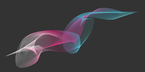 Abstract flowing lines in pink and blue, digital energy concept