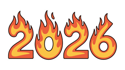 Blazing 2026: A fiery visual concept illustrating the year 2026, where the numbers are stylized as flames. A symbolic image for a year of intense activity, change, or excitement. 