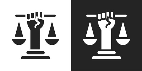 justice Icon In Black And White Glyph Style