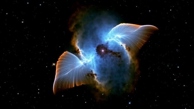 A visually stunning, high-definition fly-through video of the Butterfly Nebula (NGC 6302).