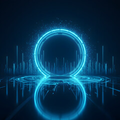 Futuristic Circular Portal with Rising Data Lines