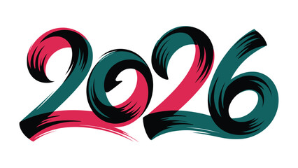 Visual of the Year 2026: A bold and dynamic graphic announces the year 2026, using stylized brushstrokes.