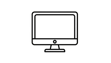 Computer Monitor Icon – Desktop Screen Display Outline Symbol