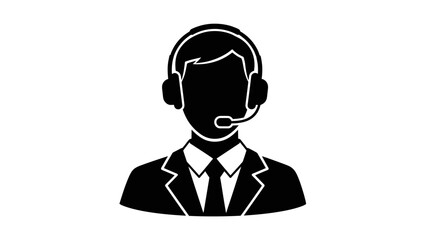 Customer Support Icon – Call Center Agent with Headset Silhouette