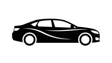 Modern Car Silhouette Icon – Side View Vehicle Illustration