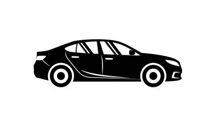 Modern Car Silhouette Icon – Side View Vehicle Illustration