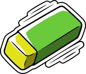 Dynamic Green Eraser Illustration for Education and Design