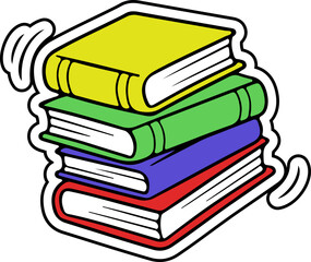 Colorful Stack of Books Cartoon Illustration for Education