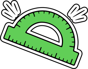 Playful Green Protractor Sticker for Math and School Supplies