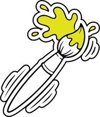 Vibrant Paintbrush Splashing Yellow Paint Artistic Concept