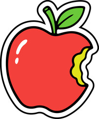 Playful Cartoon Bitten Apple Fruit Icon Design