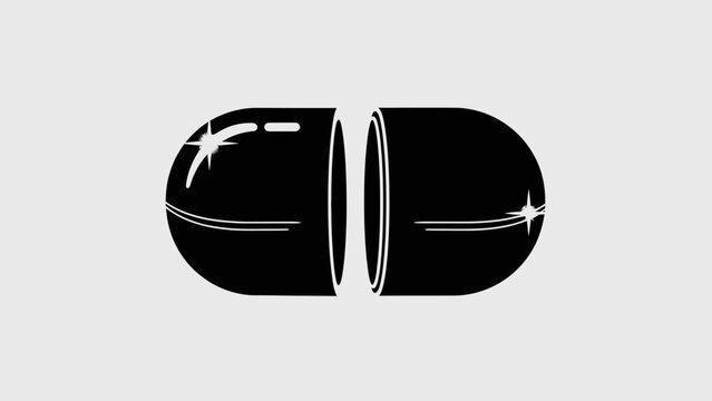 Split Capsule Pill Icon &ndash; Medicine and Healthcare Silhouette Symbol