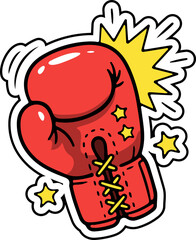 Dynamic Cartoon Boxing Glove with Impact and Stars