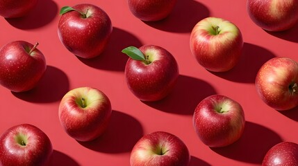 Fresh red s arranged in a seamless pattern on a red background