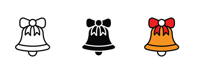 Set of 3 Christmas bell icons in line