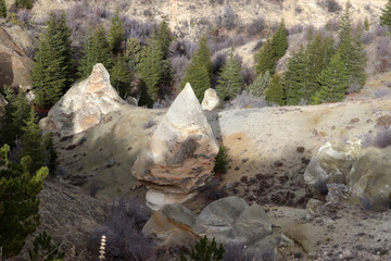 Different rock forms shaped by the wind