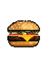 Pixel art hamburger on a white background