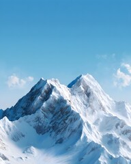 Snowy Mountain Peaks Under Clear Blue Sky