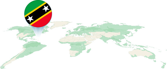 World Map With Saint Kitts
