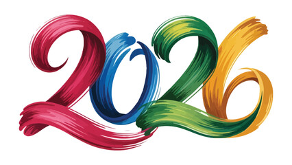 Vibrant Year 2026: The number 2026 elegantly swirls with bold, multi-colored brushstrokes, representing the vibrant energy and dynamic possibilities of the future. © mstmahmuda
