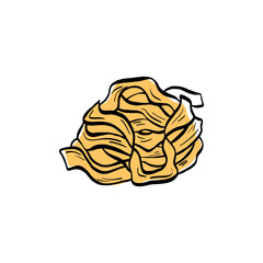 Italian pasta doodle classic shapes spaghetti, pasta, fettuccine, tagliatelle, drawn in clean outline style. Ideal for menus, packaging, branding and recipe illustrations