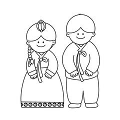 새해 설날 명절 인사 사람 캐릭터 라인드로잉 색칠공부(new year hanbok character line drawing coloring)