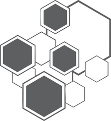 Interconnected gray hexagons on white background abstract pattern