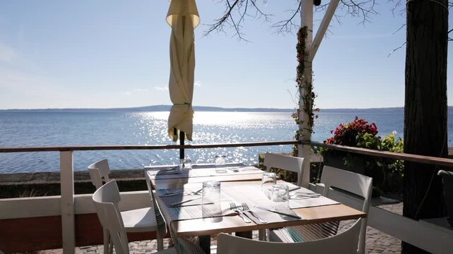 Waiting for lunch in Trevignano Romano, overlooking Lake Bracciano