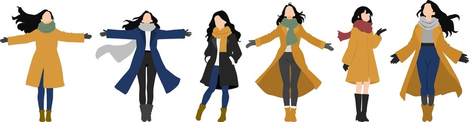 コートをきた女性のイラスト