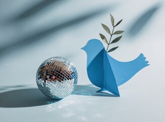 Peaceful Blue Dove Carrying Olive Branch Cutout Symbolizing Hope and New Beginnings, Perfect for Promoting Harmony, Unity, and Global Understanding, Evoking Serenity and Tranquility