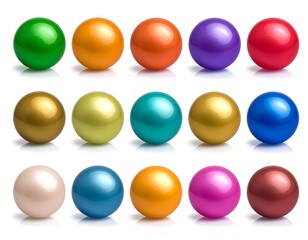 Fifteen colorful shiny spheres arranged in rows, creating a vibrant pattern