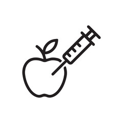 Injected Apple Icon – GMO Food, Injection, and Food Safety Symbol