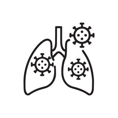 Lungs with Virus Icon – Respiratory Infection and Disease Symbol