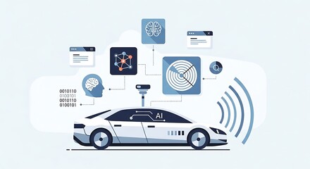 AI-Powered Autonomous Vehicle with Advanced Sensor Technology and Data Processing.