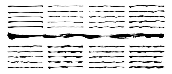 筆で書いた手書きの線のひと揃い。細めな線のバージョン。