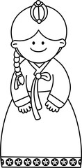 새해 설날 명절 인사 여자 캐릭터 라인드로잉 색칠공부(new year hanbok character line drawing coloring)