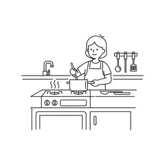 Woman Cooking in Kitchen - A Culinary Scene.