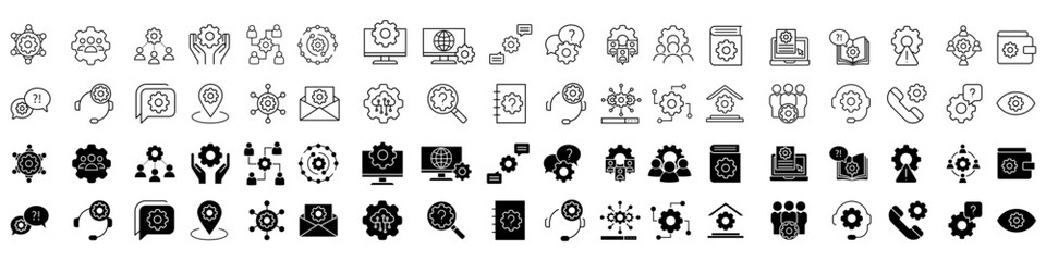 Support vector icon set. online help illustration sign collection. operator symbol or logo.