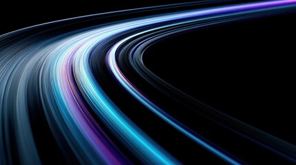 Abstract Light Trails on Black Background, Conveying Speed, Technology, and Dynamic Movement in Futuristic Style