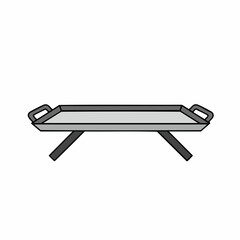 Simple, Illustrated Serving Tray with Angled Legs and Handles.