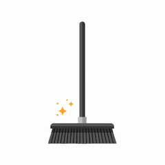 Clean Sweep: A Black Push Broom with Sparkling Detail