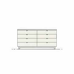 Minimalist Six-Drawer Dresser with Sleek Lines and Low Profile Design