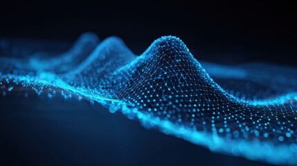 Abstract blue digital wave network futuristic background, connection system technology for science, communications or medical