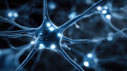 Neuron Cell Body with Axons and Dendrites Representing Neural Network, Brain Function, and Neurological System