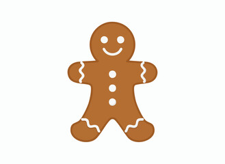 Obraz premium A classic gingerbread man cookie with white icing decorations.