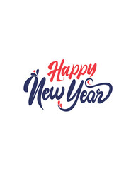 Happy New Year Blue Script Festive Greeting Typography