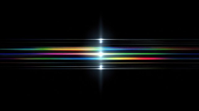 Colorful light trails with optical flares in dark background offer modern visual effect - Powered by Adobe