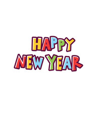 Happy New Year Colorful Bold Multicolor Text Celebration