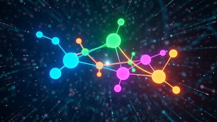 Abstract Molecular Network with Vibrant Glowing Connections