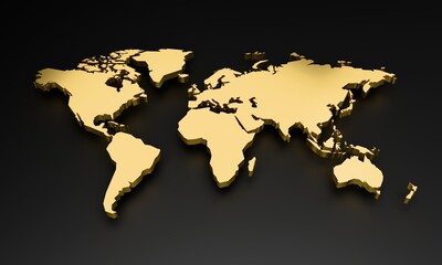 world map on black background